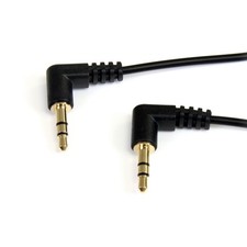 StarTech.com 1 ft. (0.3 m) Right Angle 3.5 mm Audio Cable - 3.5mm 1 ft, Black picture