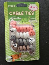Tzumi Bytes Cable Ties 4-Pack Cute Animal Wire Organizers Spiral Cable Ties  picture