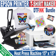 Epson Printer with DTF Print T-Shirt Heat Press 15x15 Machine Start  Bundle picture