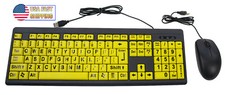 Big Bright Easy See Keyboard Yellow Large Print Letter Keys - Visual Impaired  picture