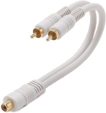 RCA Y Splitter Adapter RCA Dual Male to RCA Single Female 6 Inch Heavy Duty picture