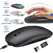 Rechargeable Bluetooth Wireless Mouse Dual Mode 2.4GHz USB US picture