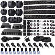 Cable Management Kit 192-Piece 4 Wire Organizer Sleeve W/ 35 Cord Clips 11 Holde picture