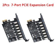 2 Pcs 7-Port PCIE Expansion Card PCIE To USB3.2 Expansion Card 5Gbps for PC USA picture
