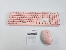 FOPETT Keyboard and Mouse Set Wireless 2.4 GHz Connectivity PC Laptop - Pink picture