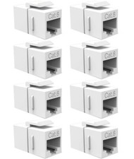 8x CAT6 Keystone Ethernet RJ45 Network Coupler Cable Wall Plate Extender White picture