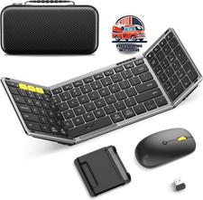 Teclado Bluetooth Plegable con Teclado Numerico Inalambrico Cuero PU Portatil. picture