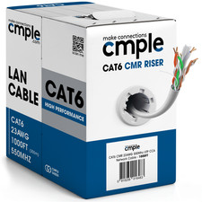 Cat6 Riser Ethernet Cable 1000ft CMR Solid 23AWG UTP 550MHz In-Wall Pull Box picture
