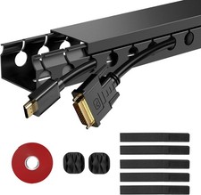 Updated Cable Raceway Kit 77 5x15.4 Inch Open Slot Wire Covers Cords Under Desk picture