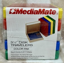 Vintage Mediamate 3 1/2 Disk Travelers Color Pak Storage Case Set New Media Mate picture