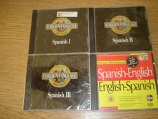 Lot of 4 CD-Roms for learning Spanish Pro-One I/II/III Spanish-English + picture