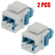 2x LC/UPC Duplex Single Mode Fiber Optical Coupler w/ Keystone Jack Snap-in Blue picture