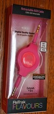 ReTrak Flavours Retractable AUX 3.5mm Audio Cable, 5ft, Pink picture