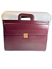 Vintage Leather Attorney Portfolio Locking Document Case Burgundy picture