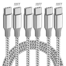 3-Pack 10ft USB-C to USB-C Cables, 60W Fast Charge, Braided picture