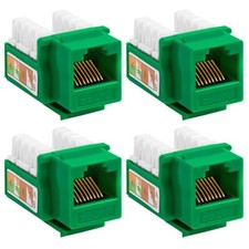 4x Cat5e RJ45 110 Punch Down Keystone Jack Network Ethernet LAN Wall Plate Green picture