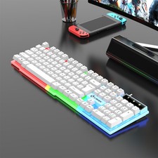 104 Keys Wired Gaming Keyboard Rainbow RGB LED Backlit Ergonomic PC Laptop USB picture