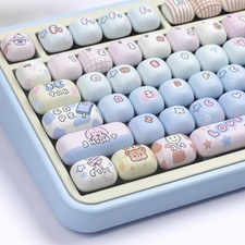 PBT Cute Keycaps Blue MOG Profile Rounded Custom MX Cherry 139 Keys Set picture