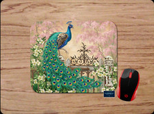 PEACOCK FLORAL ART CUSTOM MOUSE PAD DESK MAT HOME SCHOOL OFFICE PC GAMING picture