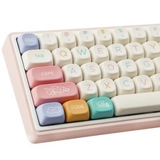 126 Keys Cute MOA Profile Custom PBT Keycaps DyeSub White Fits 60/65/75 MX picture