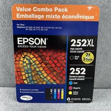 Genuine Epson 252XL Black & 252 Color Ink Cartridge T252XL-BCS  Exp 2021 OEM NEW picture