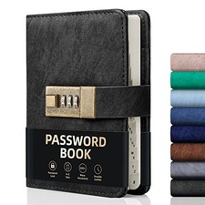 WEMATE Password Book with Lock Keeper Book for Seniors 4.33x6.18in Black picture