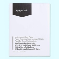 Amazon Basics Multipurpose Copy Printer Paper 8.5 x 11 Letter 20 lb 92 Bright picture