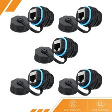 5 x RJ45 Panel Mount Coupler, Bulkhead Ethernet Connector Blue picture