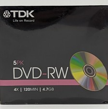 TDK DVD-RW  4.7GB 120min 5 Disc Pack Brand New And Sealed picture