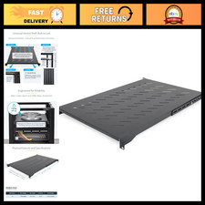 Adjustable 1U 4-Post Vented Rack Shelf, 28-34.4in, 150lb Capacity, Heavy Duty picture