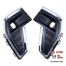 Front Driver and Passenger Side Fog Light Cover Bezel with Chrome Molding for picture