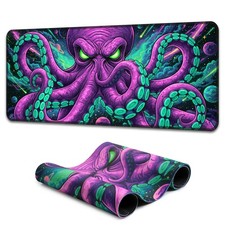 SparkLia Blacklight Octopus Mouse Pad – UV Reactive Neon Tentacle Galaxy Desk... picture