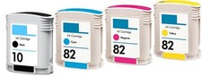 4 PACK Comp ink cartridges HP 82 C4911A C4912A C4913A Color Ink C4844A picture