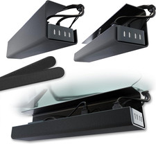 2 Pack Under Desk Cable Management Tray No Screw Self Adhesive Black picture
