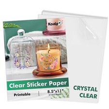 18-54 Koala 100% Clear Sticker Paper for Inkjet + Laser Printers Glossy Vinyl picture