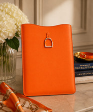 $395 Ralph Lauren Collection Leather Document Tablet Sleeve Case Orange Italy picture