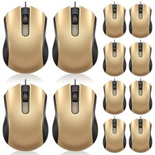 12 PCS Gold Wired USB Computer Mouse Bulk Ergonomic for PCs Laptops Office picture