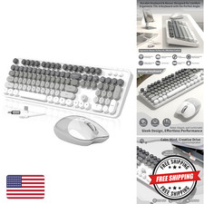 MOFII Wireless Keyboard and Mouse Set, Retro Typewriter Style, Gray White picture