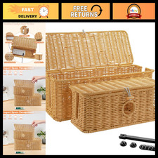 Handmade Rattan Cable Management Boxes - 2 Pcs Large & Medium Cord Organizers, P picture