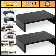 2-Pack Wood Monitor Stand Riser for Desk - Adjustable Height, Black Finish picture