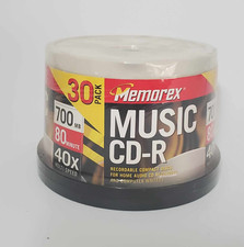 MEMOREX Blank Music CD-R 30 Pack 40X 80 Minute 700MB -New And Sealed picture
