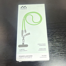 MIRO Power Lanyard USB-C to USB-C 1.2m Green PD 60W Tangle-Free Cable picture