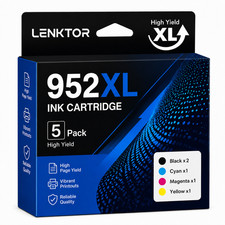 952XL 5PK 2BK/C/M/Y Ink for OfficeJet Pro 7740 8216 8715 8725 8730 8740 picture