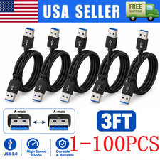 USB 3.0 A Male to A Male Cable Data Transfer Super Speed Power Charger Metal LOT picture