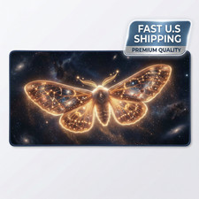 Celestial Golden Moth Star Constellation Gaming Mouse Pad Desk Mat 36x18 Space picture