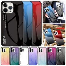 Luxury Glass Gradient Color Cover Case For 16 15 14 13 12 11 Pro Max XR X 7 8 SE picture