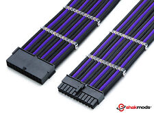Shakmods 24pin ATX Mobo 30cm Black & Purple Sleeved Extension + 2 Cable Combs picture