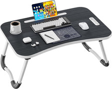 Foldable Laptop Bed Tray Table with Cup Holder Phone Slot Portable Lap Desk picture