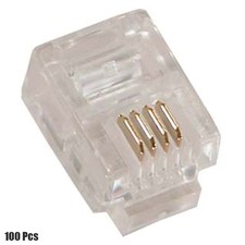 100 Pcs RJ11 6P4C Telephone Phone Modular Plug Connector Round Stranded Cable picture