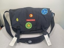 VINTAGE TimBuk2 Classic Messenger Bag Large Laptop Crossbody Black With Patches picture